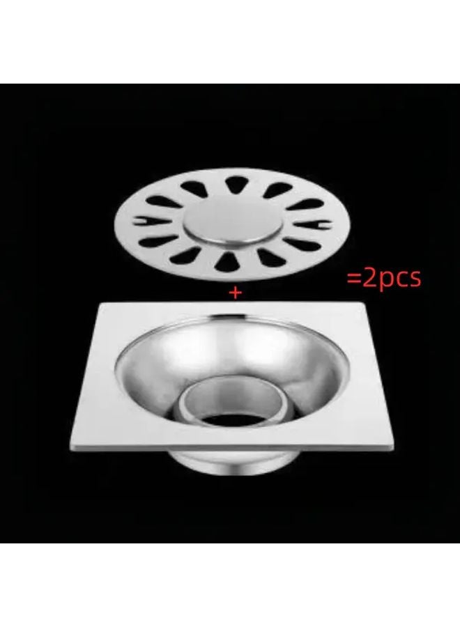 Type B 2 Piece Stainless Steel Bathroom Drain Set With Hair Catcher For Kitchen Laundry - Image 2